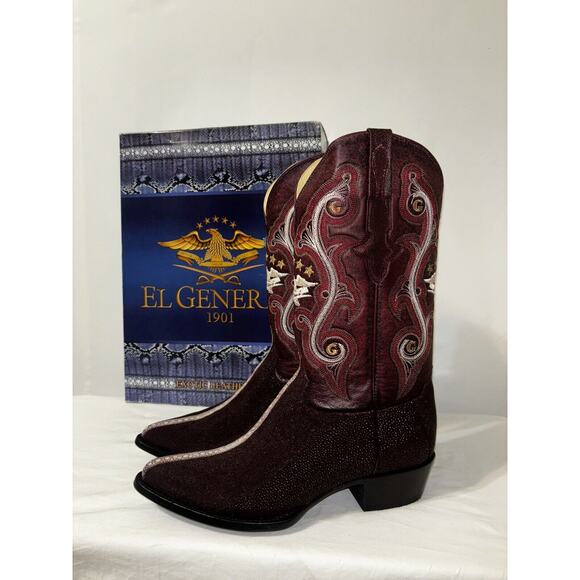 Stingray Stripe Print Pointed Toe Cowboy Boots by El General 1901 Mens Size 7.5 - Picture 4 of 14